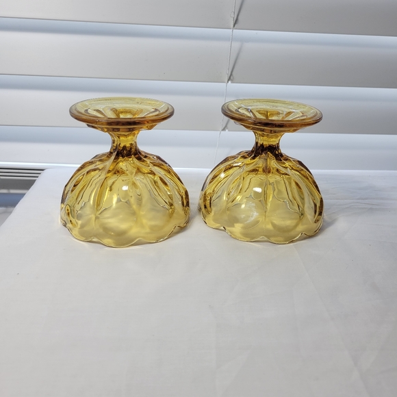 VINTAGE AMBER COMPOTE BOW 2 PICES - Picture 13 of 16